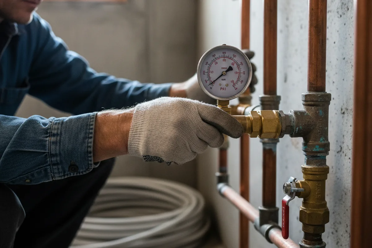 Pressure testing a repaired line during Water Line Repair in Dixon